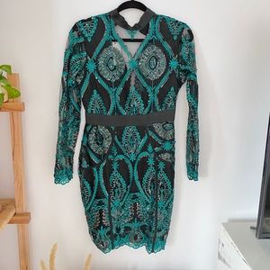 NWT Chic boutique rose green sequin dress